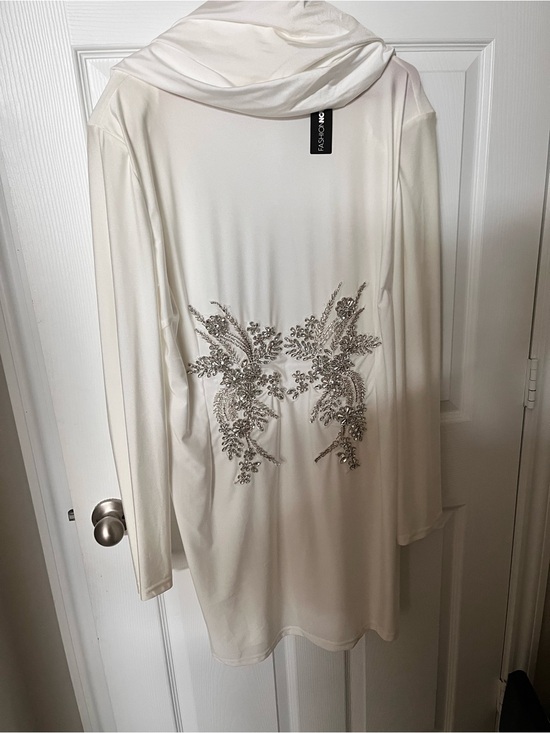 Fashion Nova Dresses & Skirts - Fashion Nova Cream Mini Dress with Silver Embellished Front